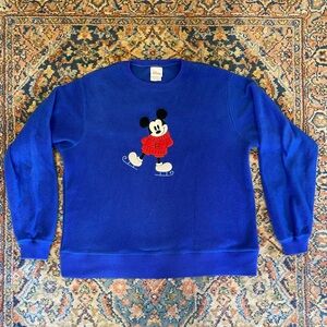 Vintage Disney - Fleece Sweater with Skating Mickey - Size Medium